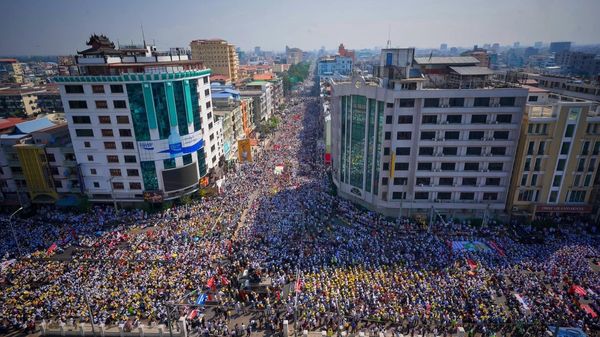 In Yangon, protesters rallied and demanded the restoration of democracy in the country.