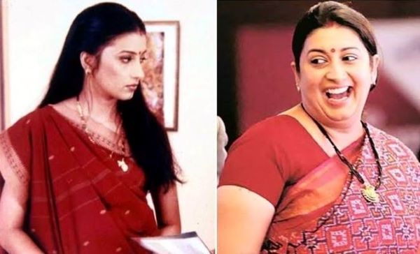 TV एक्टिंग के जमाने की स्मृति ईरानी की तस्वीर और स्मृति की 2019 की तस्वीर।