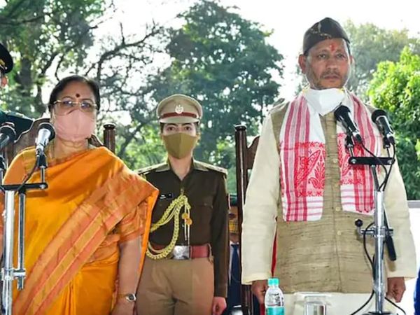 10 मार्च 2021 को तीरथ सिंह रावत उत्तराखण्ड के 10वें मुख्यमंत्री बने। तस्वीर शपथ ग्रहण समारोह की है।