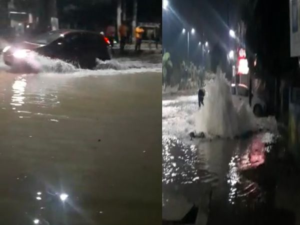 देर रात को फूटी नर्मदा पाइप लाइन