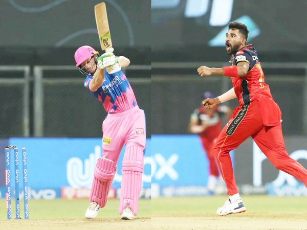 RCB के मोहम्मद सिराज ने जोस बटलर को क्लीन बोल्ड किया। सिराज ने इस मैच में 3 विकेट लिए।