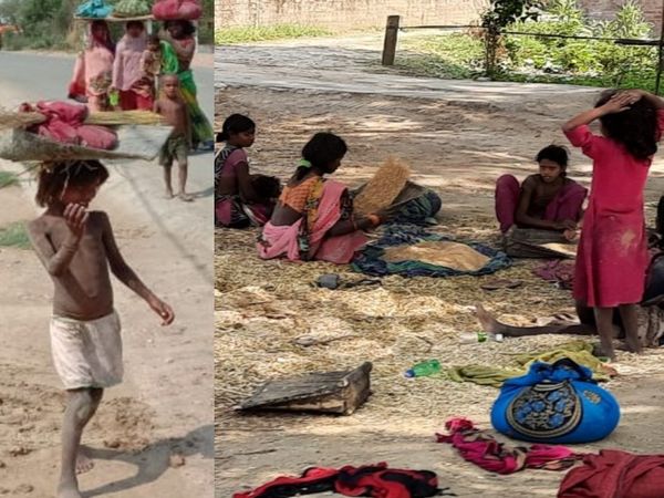 अनाज के लिए कड़कड़ाती धूप में मशक्कत।