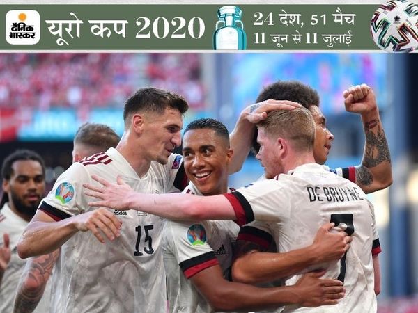 गोल के बाद जश्न मनाते हुए बेल्जियम के खिलाड़ी
