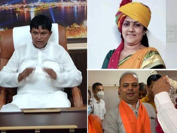 અમદાવાદ (ડાબે), વડોદરા(જમણે નીચે) અને ભાવનગરના નવા મેયર.