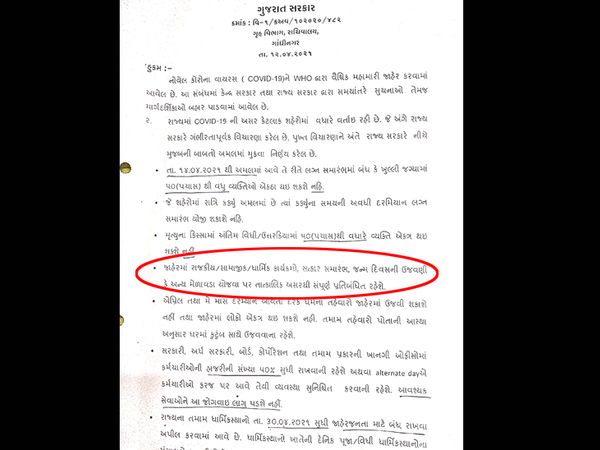 રાજ્ય સરકારના પરિપત્ર બાદ કલેક્ટર અને પો.કમિશનરે જાહેરનામું પ્રસિદ્ધ કર્યું હતું.