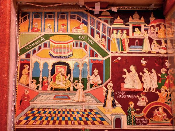 આજે એ દૃશ્યનું પેઈન્ટિંગ: જ્યારે જૈન મુનિથી પ્રભાવિત થઇ અકબરે જીવ હત્યા રોકી હતી