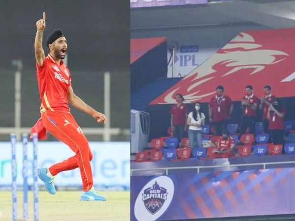 हरप्रीत के विकेट के बाद स्टैंड में बैठी टीम की मालिक प्रीति जिंटा खुशी से झूम उठीं।