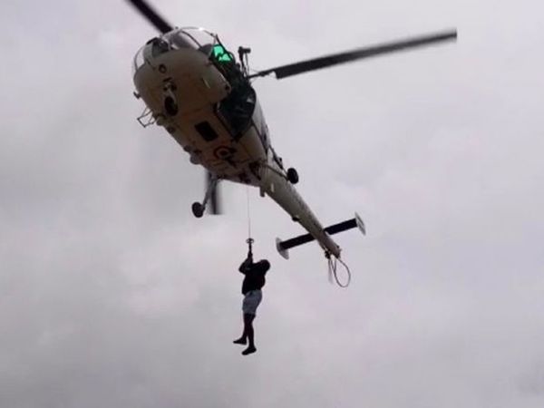 People were rescued by Navy helicopters using barge P-305.
