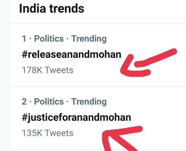 दोनों हैशटैग्स कई घंटे तक देश भर में टॉप पर ट्रेंड करते रहे।