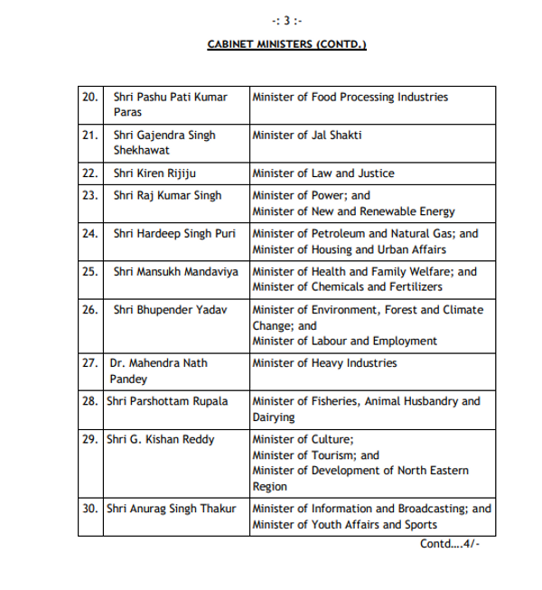 मोदी केबिनेट में विभागों का बंटवारा, सिंधिया को नागरिक उड्डयन मंत्रालय, जनिये किसे मिला कौन सा विभाग