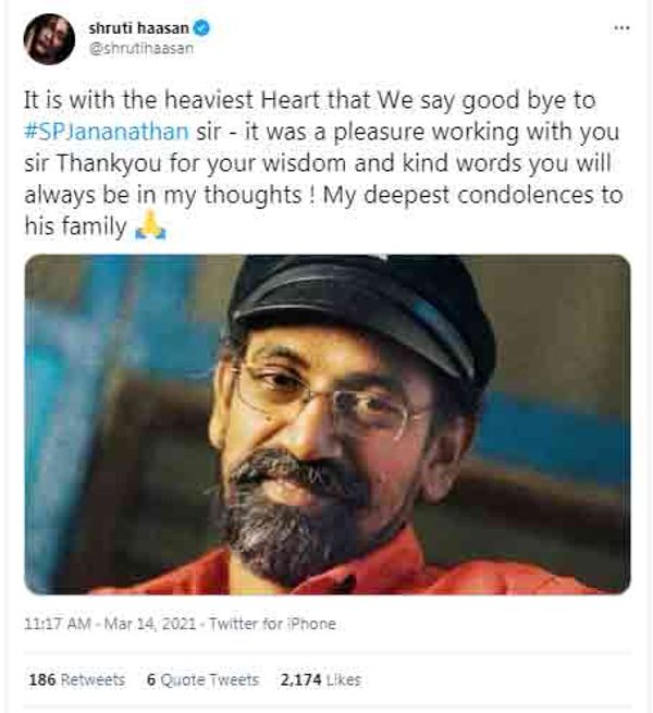 શ્રુતિ હસનની સો.મીડિયા પોસ્ટ