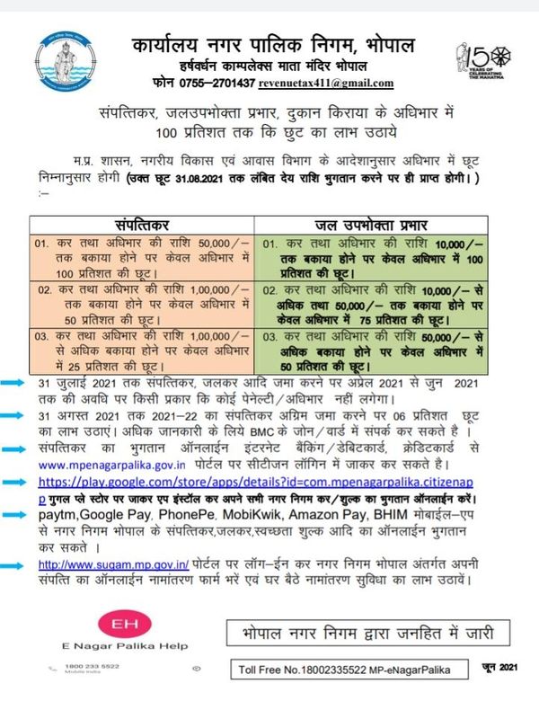 नगर निगम इस तरह देगा छूट।