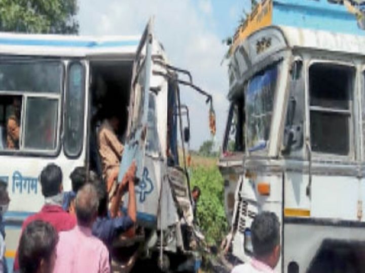 ट्रक व रोडवेज बस भिड़े, 12 यात्री घायल