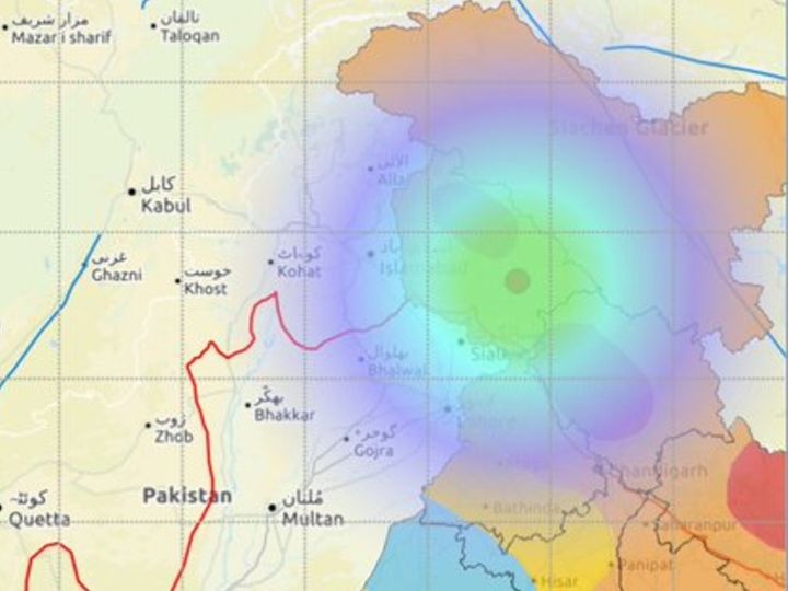 भूकंप के बाद नेशनल सेंटर ऑफ सिस्मोलॉजी ने ये मैप जारी किया। - Dainik Bhaskar