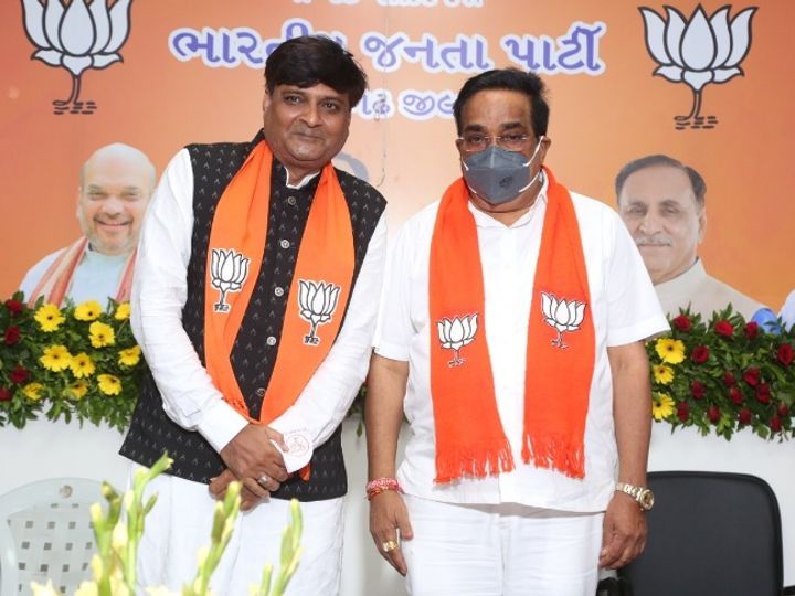 प्रदेश अध्यक्ष सीआर पाटिल के साथ कडवा पाटीदार समाज के नेता नितिन फालदू (बायीं ओर)। - Dainik Bhaskar