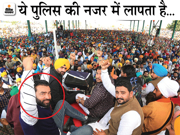 बठिंडा के मेहराज रैली में लक्खा सिधाना लाल घेरे में। उसने दो दिन पहले दिल्ली पुलिस को उसे गिरफ्तार करने की खुली चुनौती दी थी। - Dainik Bhaskar