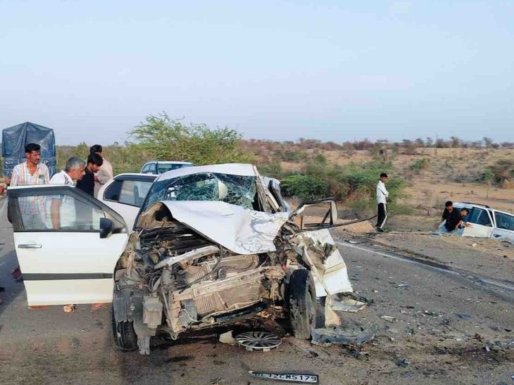Swift car crushed between two vehicles, newborn among 3 dead: Baby born 2 days ago; family was returning home from hospital - Rajasthan News