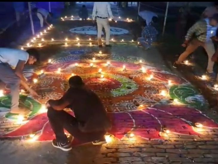 Rangoli balloons and thousands of lamps lit up the ground after 1 day ...