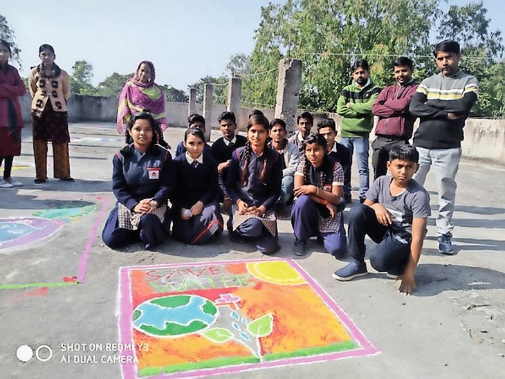 Students gave the message of environmental protection in Rangoli ...