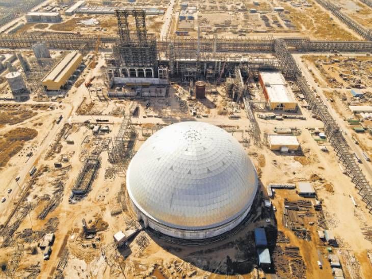 Rajasthan Refinery's 125 dia. Petcoke Dome, the largest of the country ...