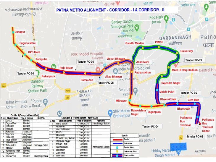 Underground metro construction will be done between rukanpura and