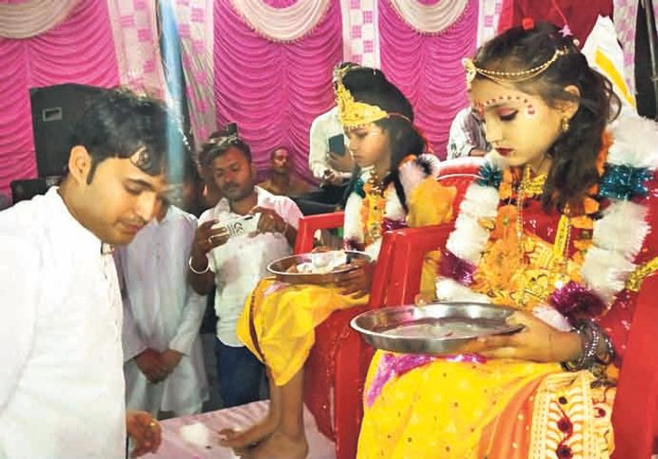 In Bhagwat Katha, the procession of Lord Shri Krishna took place