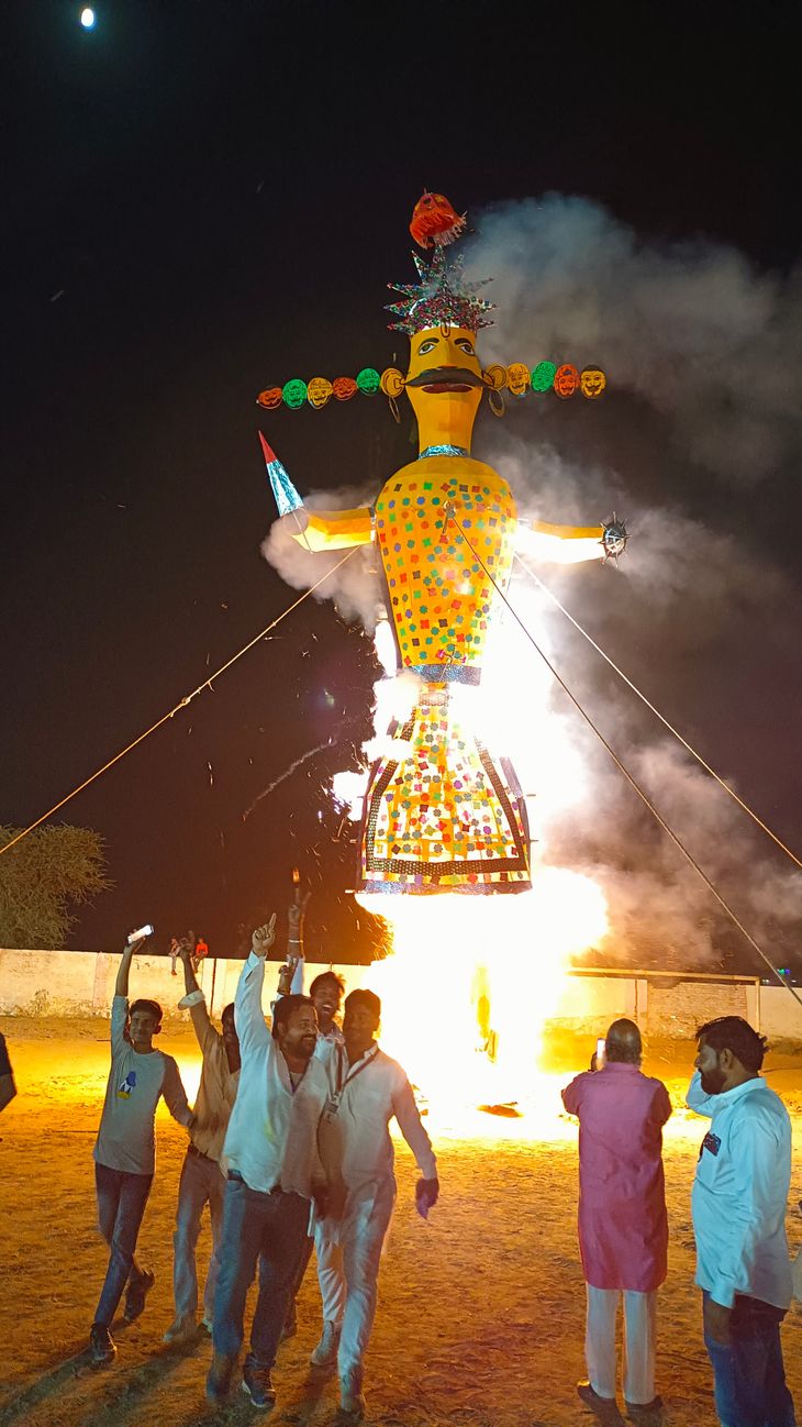 Burning of effigies of Ravana, Kumbhakarna and Meghnad in Khajuwala ...