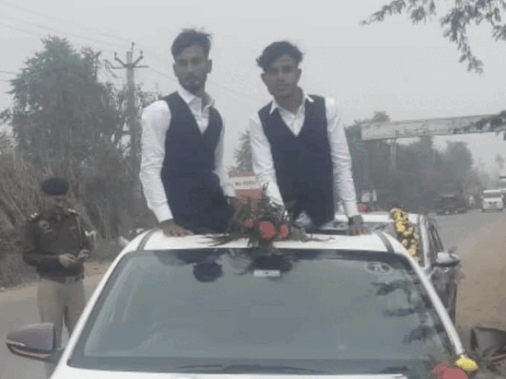 Nuh Wedding Car Sunroof Stuntbaazi Groom Traffic Police Challan नूंह