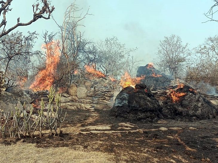 Fodder and wood burnt in fire in Usarwas