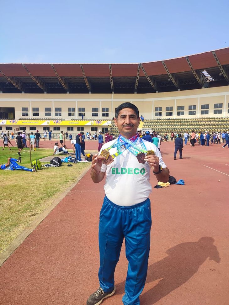 Rajesh won four medals including 2 gold medals in Masters Athletics.