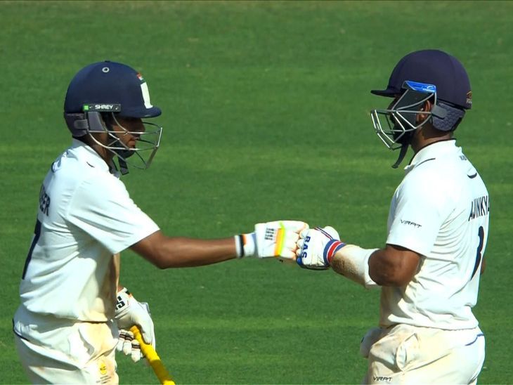 रणजी फाइनल में मुंबई 260 रन से आगे: दूसरी पारी का स्कोर 141/2, रहाणे-मुशीर फिफ्टी बनाकर नाबाद;  पहली पारी में विदर्भ 105 रन पर ऑलआउट हो गई