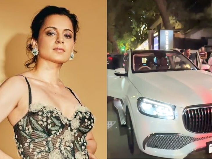Kangana Ranaut purchased a Mercedes earlier than the elections | चुनाव से पहले कंगना रनोट ने खरीदी मर्सिडीज मेबैक: कीमत है 2 करोड़ 92 लाख, सैलून सेशन के बाद नई कार में दिखीं