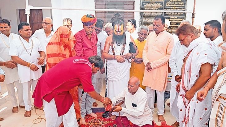 Establishment of Chamunda Mataji and Trishul idol amidst chanting of ...
