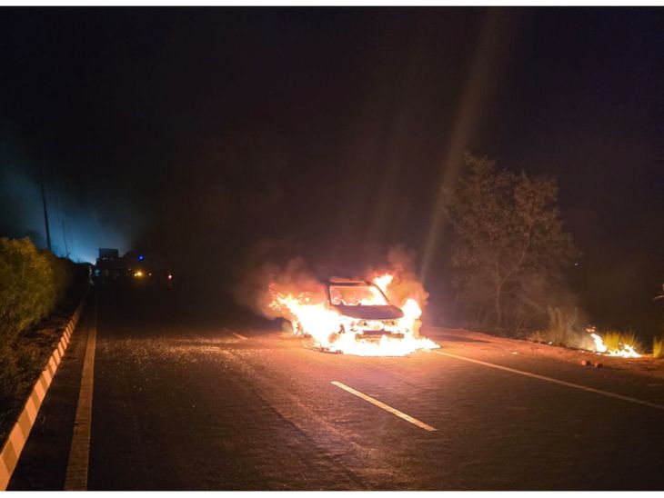 Car caught fire on Agra-Jaipur highway