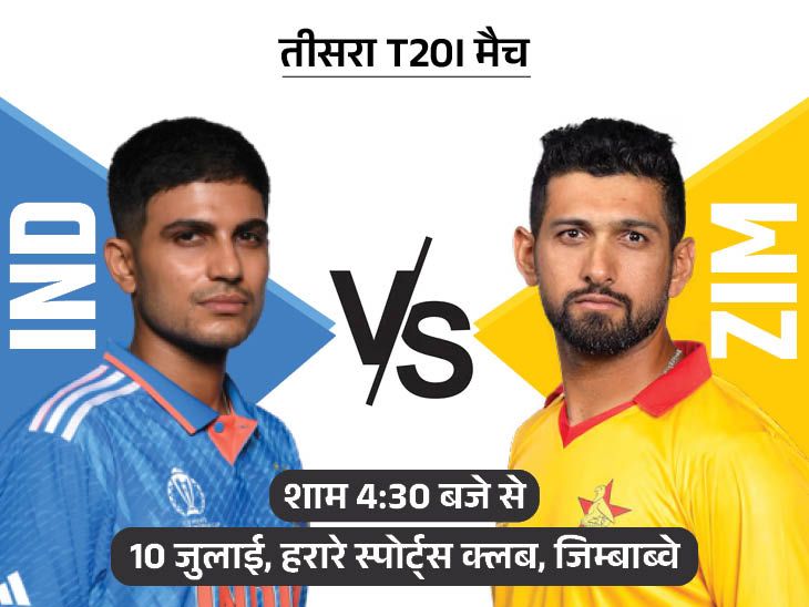 तीसरे टी20 में भिड़ेंगे भारत-जिम्बाब्वे: सीरीज 1-1 से बराबर;  वर्ल्ड कप टीम से संजू, यशस्वी और शिवम टीम में शामिल हुए हैं
