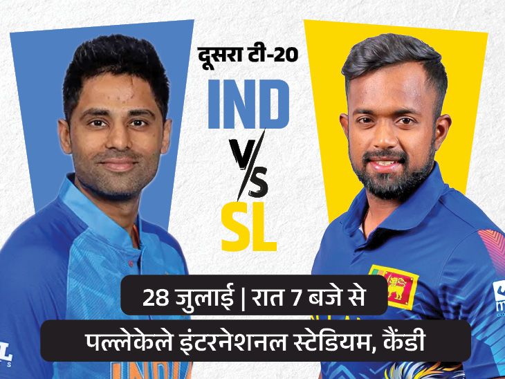 भारत बनाम श्रीलंका टी-20 सीरीज का दूसरा मैच आज: तीन मैचों की सीरीज में भारत 1-0 से आगे;  बारिश की 86 फीसदी संभावना