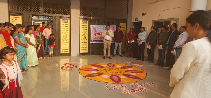 Women made attractive rangoli during good governance week