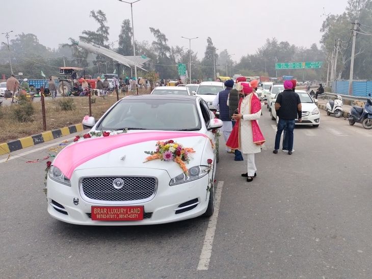 Bathinda Punjab Bandh Protest Groom supports | The groom reached the farmers’ protest in Bathinda: supported the movement, said – I am proud that my marriage is happening during the Punjab bandh – Bathinda News