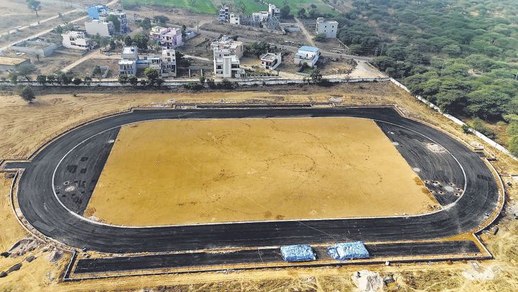 Synthetic track is being built in the district stadium at a cost of Rs ...
