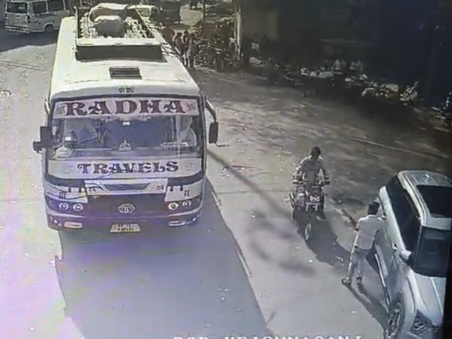 Passenger bus collides with bike, one dead