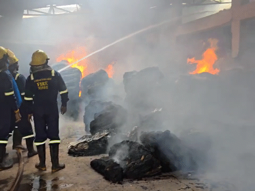 Durg A huge fire broke out in Narayan Rice Mill