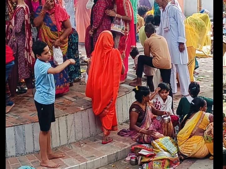 Crowd of devotees gathered in Bhagwati Mata temple