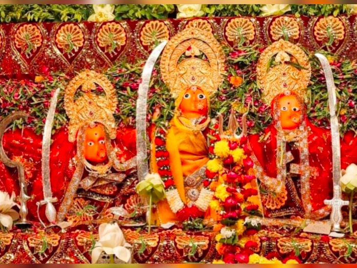 Crowds gathered at Joganiya Mata Temple during Chaitra Navratri