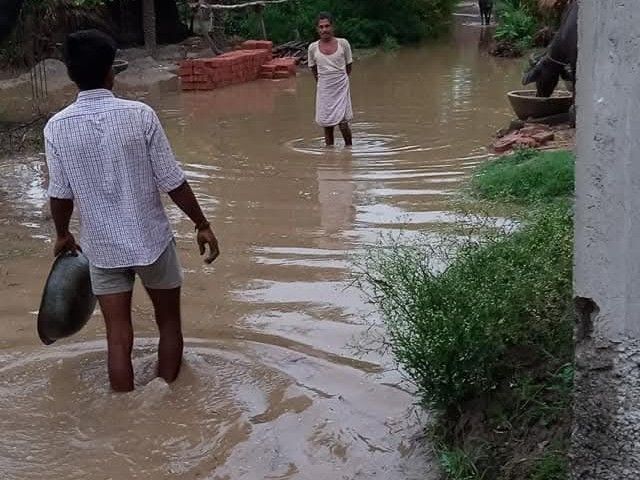 Unseasonal rain turns Taktona village roads into mud