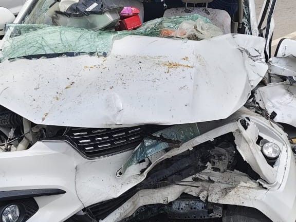 The car collided due to sudden braking of the bus
