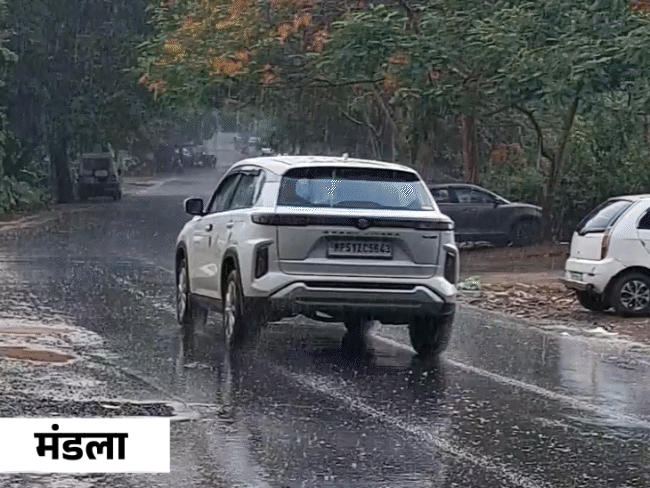Image shows heavy rainfall affecting 40 districts in Madhya Pradesh.  Monsoon season brings severe weather conditions across the state.