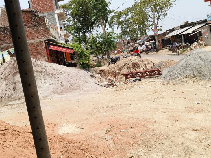 Incomplete drain construction on Auras Mohan road