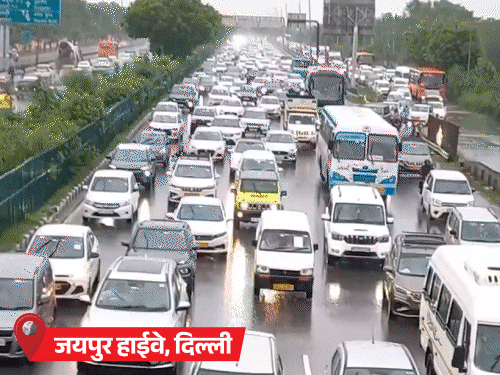 दिल्ली में NH-48 पर 2 किमी लंबा जाम:MP में भारी बारिश से शहडोल रेलवे स्टेशन में पानी भरा; बारिश से तबाही की 10 PHOTOS- INA NEWS