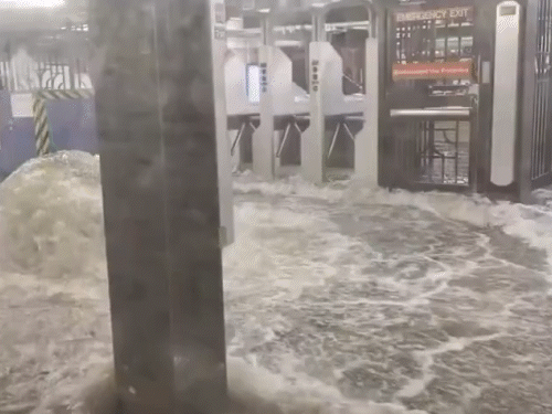 Heavy rains cause flooding in New York, roads and subway stations submerged, | न्यूयॉर्क में भारी बारिश से बाढ़, सड़क-मेट्रो स्टेशन डूबे: इमरजेंसी का ऐलान, मदद के लिए रेस्क्यू टीम तैनात