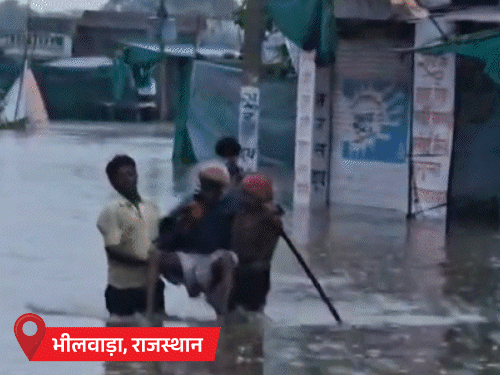 राजस्थान में बाढ़ जैसे हालात, सड़कों पर नाव चल रहीं:हिमाचल के मंडी में बादल फटा, एक की मौत; MP समेत 5 राज्यों में तेज बारिश- INA NEWS